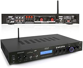 Pyle - PDA7BU (Black) - 5 Channel Rack Mount Bluetooth Receiver, Home Theater Amp, Speaker Amplifier, Bluetooth Wireless Streaming, MP3/USB/SD/AUX/FM Radio, 200 Watt, with Digital ID3 LCD Display