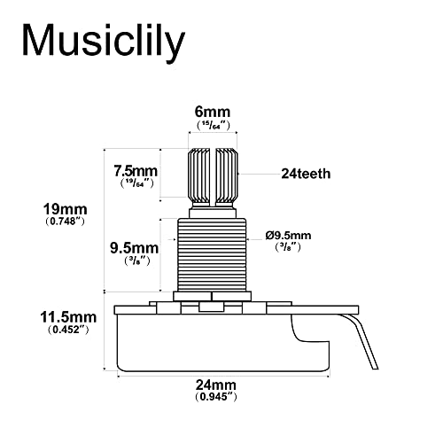 Musiclily Pro A1 Meg Laiton Fin 24 Cannelures Potentiomètre Audio Axe Cannelé pour USA Guitare électrique et Basse - Les Beatles, Paul McCartney, John Lennon, RIngo Starr, George Harrison Musiclily Pro A1 Meg Laiton Fin 24 Cannelures Potentiomètre Audio Axe Cannelé pour USA Guitare électrique et Basse – Image 3