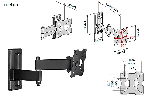 Meliconi FLATSTYLE FDR100, Double Rotation TV Wall Mount, Flat TV bracket from 14" to 25", VESA mount 50-75-100 - Image 4