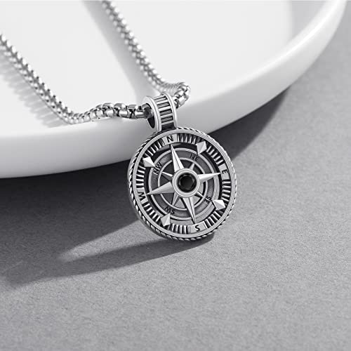 925 Sterling Silver Compass Necklace Graduation Inspirational Gifts with Stainless Steel Chain2