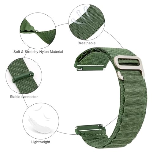 Image of 22MM Washable Alpine G-Hook Loop Universal Strap Compatible with [Noise Colorfit Pulse 2 Max /Huawei GT2(46mm) / Honor Magic Watch 2(46mm)] & All 22mm Watches[ More Model in Photo]-Black,Green