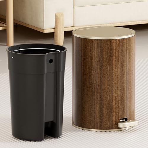Caneca de basura con tapa y diseño madera 12L miniatura 6