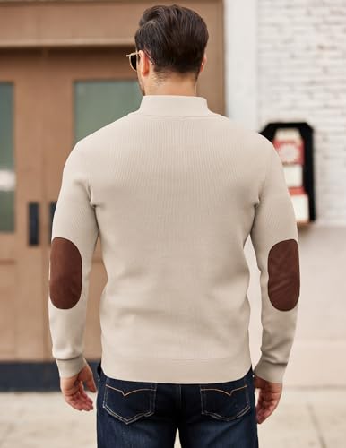 COOFANDY Mens Quarter Button Sweater Mock Neck Knit Pullover Sweaters Casual Fall Fashion Henley Sweater4