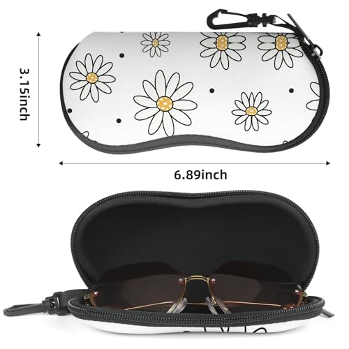 Image of Sunglasses Soft Case, Cute Ultra Light Portable Neoprene Zipper Eyeglass Glasses Case with Belt Clip for Men Women