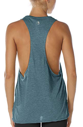 icyzone Femmes Décontracté Débardeur de Sport sans Manches en Vrac Exercice Yoga Running Tank Tops (S, Lake Blue) Cover