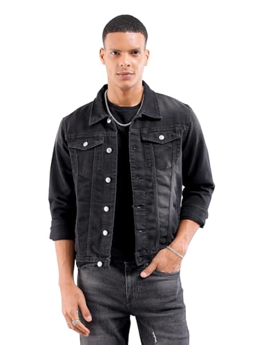 Image of The Indian Garage Co Men Black Denim Jacket