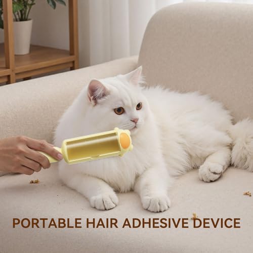 Image of Pet Hair Remover for Couch- Dog Hair Remover, Cat Hair Remover for Couch, Furniture, Carpet, Car Seat, Reusable Roller with Self-Cleaning Base- Upgraded Animal Fur Removal Tool(Yellow