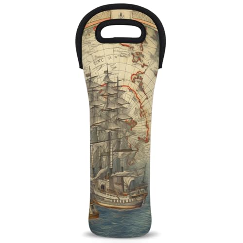 Neoprene Wine Tote Carrier Bag for Wine,Water, Champagne, Beer, Baby Bottles 15.6 x 5.1 Inches, Protective Wine Bag,Sea Adventure