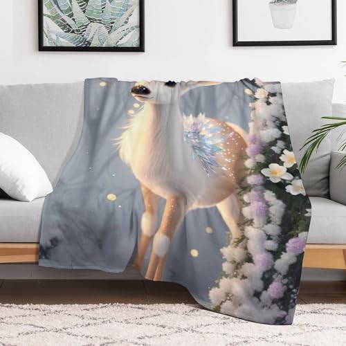 Couverture cerf flanelle polaire légère contre le froid sur le lit