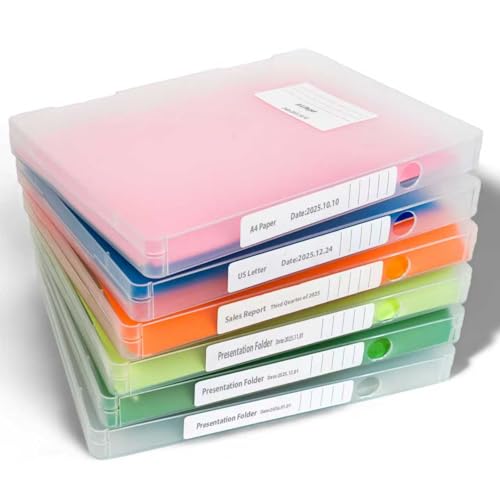 Mickiewicz A4 Paper Storage Box 6 Pcs 8.5 x 11 Project Case for US letter Thick Scrapbook Storage Boxes Craft Storage Box Art Supplies Storage and Organization (12.59 x 9.45 x 1.18 inches)