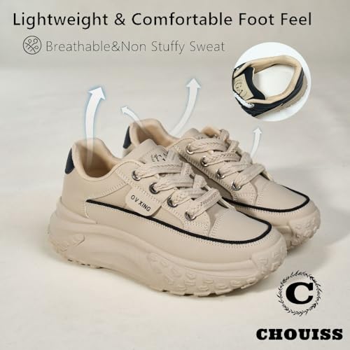 Sneakers for Women,Lace Up Thick Soled Non Slip Sports Shoes, Breathable, Stylish,Running,Shopping4