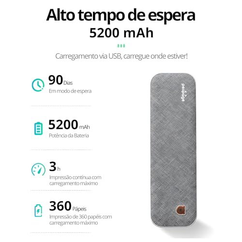 Impressora Térmica A4 Peripage Bluetooth Portátil Tatuagem Documentos sem fio USB compatível Android