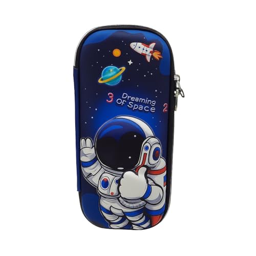 Estojo Escolar Infantil, Design Espacial e Unicórnio, EVA Resistente, Temático Astronauta e Unicórnio, Material Escolar com Zíper, Organizador de Papelaria (Astronauta Good Vibes)