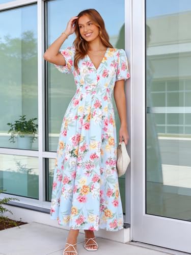 Image of Flessibili Womens Summer Floral Maxi Dress Wedding Guest Party Long Dresses 2026