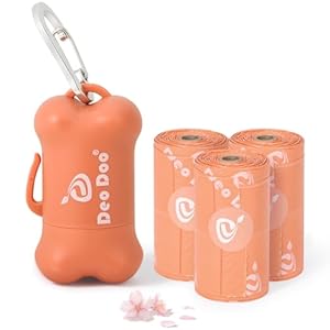 Dog Poop Bags Rolls with Handles and Dispenser 330 Counts Scented for Small Medium Dogs Leak Proof Extra Thick Waste Bags for Walking Doggy Peach
