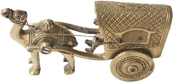 PARIJAT HANDICRAFT Vintage Camel Cart Statue Tuk Tuk Solid Brass Metal Indian Handmade Gifted Item Collectible Miniature Decorative Showpiece. Camel-Cart