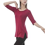LaoZanA Damen Sporttop Yoga Top Dancewear Tanz Gymnastik Oberteil Burgunderrot L