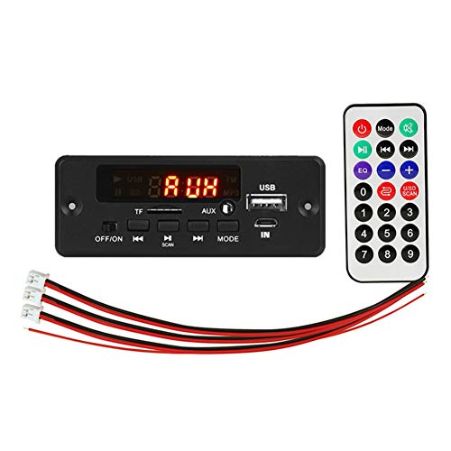 Baixia 2X25W 50W Amplificador Reproductor de MP3 Placa Decodificadora 5V-12V Bluetooth 5.0 MóDulo de Radio FM para AutomóVil Soporte TF USB AUX Reproductor Decodificador