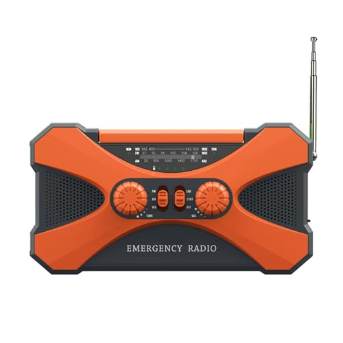 Radio numérique AM/FM d'urgence solaire 10000mAh orange rechargeable USB