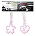 2PCS Pink Sakura & Heart JDM Tsurikawa Handle Straps – Cute Car Interior & Rear Bumper Warning Drift Charms, Kawaii JDM Car Accessories for Women Girls, Decorative Pull Rings for Cars, Bus, Train