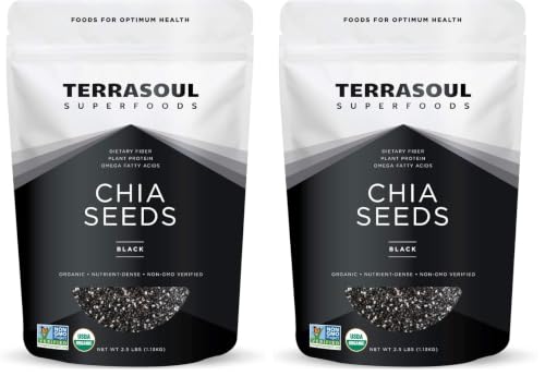 Terrasoul Superfoods Organic Black Chia Seeds, 2.5 Pounds, Nutrient-Packed Superfood for Energy, Puddings, Smoothies, and Baking (Pack of 2)