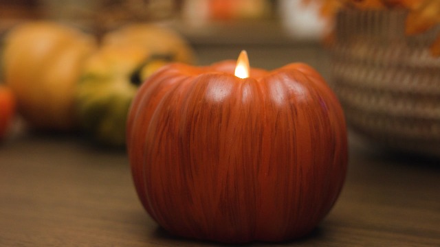 Image of Luminara - Flameless Halloween LED Candle Battery Operated Moving Flame - Antique Orange Pumpkin - Pack of 1-5 x 4.5 - Unscented Indoor Use