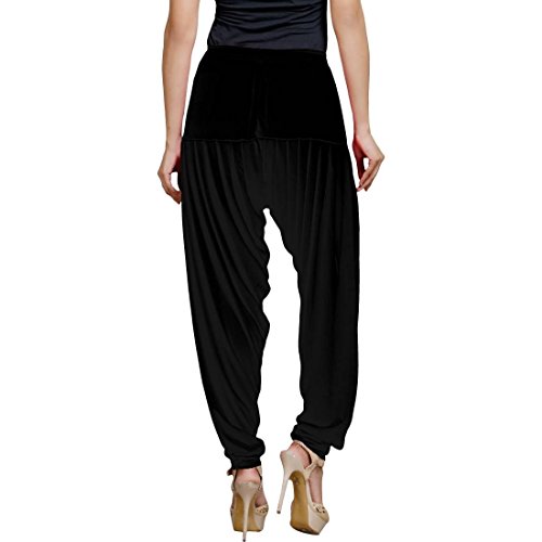 Women's Cotton Spandex Patiala Pants – Stretchable Ethnic Bottom Wear with Pleats for Casual & Traditional Outfits (Black)2
