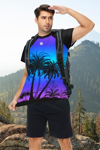 Image of AOBUTE Mens Swim Shirts Short Sleeve UPF 50+ Sun Shirt Quick Dry Rash Guard Fishing Swimming Shirt