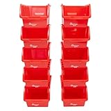 The Workplace Depot Plastic Nesting Small Parts Bins - Pack of 10 - 127(H) x 150(W) x 235(D) mm (Red)