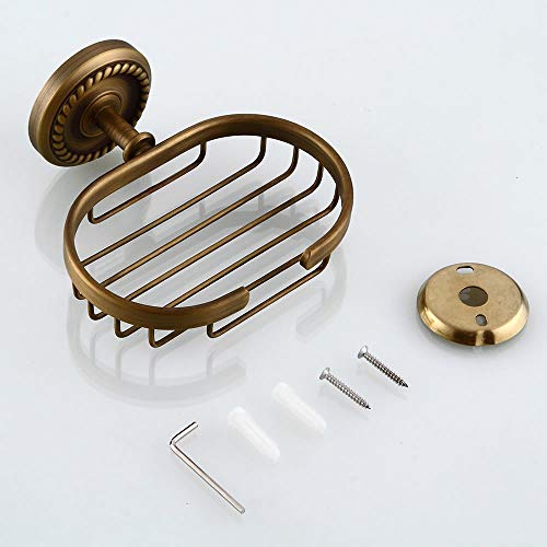 Kelelife Antique Brass Bathroom Soap Dish Holder, Soap Saver Soap Sponge Toiletries Basket/Tray For Bath Shower, Wall Mount #TOP5