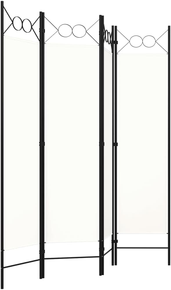 vidaXL vidaXL Room Divider, 4 Panel Folding Privacy Screen for Room Separation, Freestanding Room Divider for Office, Industrial Modern Style, White