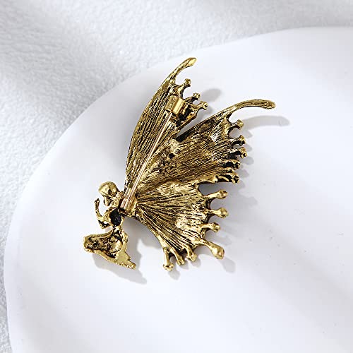 Colorful Rhinestone Butterfly Brooch Pin,Enamel Insect Butterfly Suit Pin Crystal Big Butterfly Angel Lapel Pin Jewelry For Women Girls (Angel) #TOP7
