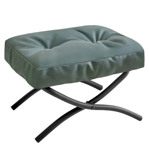 IBUYKE 11.8” H Reposapiés Plegable, Rectangular Reposapiés Taburete Acento Otomana para Silla Perezosa, Moderno Reposapiés Portátil Taburete para Sala de Estar Dormitorio, Verde Oscuro WBD020GR