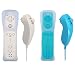 Poulep Gesture Controller and Nunchuck Joystick with Silicone Case for Nintendo Wii U Console (A- 2 Packs Black and Deep Blue 1)