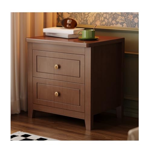 Table de Chevet Marron 2 Tiroirs - Solution Rangement Chambre Moderne