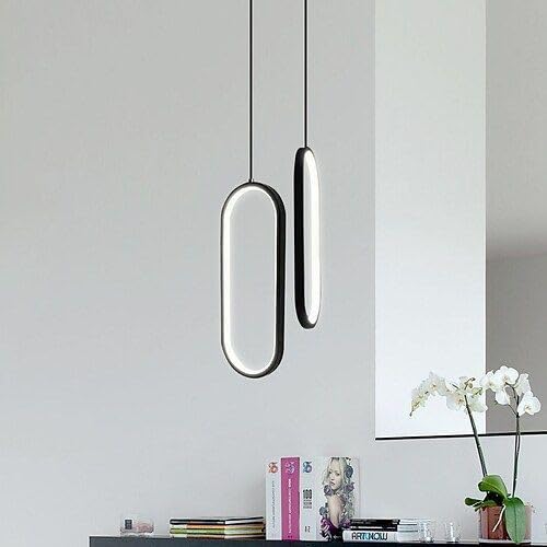 Oblong Pendant Light Modern LED Hanging Light Black Body Pendant Light for Bedroom, Living Room, Study Room, Dining Room, Game Room, Office Room 150 mm - Y-4048 Yamuna Industries