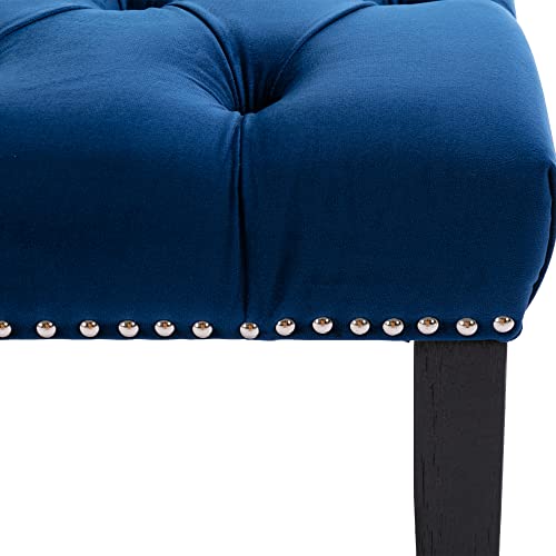 Yoluckea Modern Velvet Bench Upholstered Ottoman Dining Bench With Nailhead Trim Tufted Footstool For Entryway Bedroom Kitchen Dining Table (Blue) #TOP7