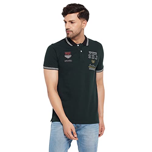 Image of Duke Stardust Men Polo Neck Half Sleeve Cotton T-Shirt (LF5855 Bottle Green XL)