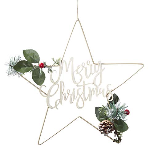 Star Foliage Merry Christmas Wreath - Rustic