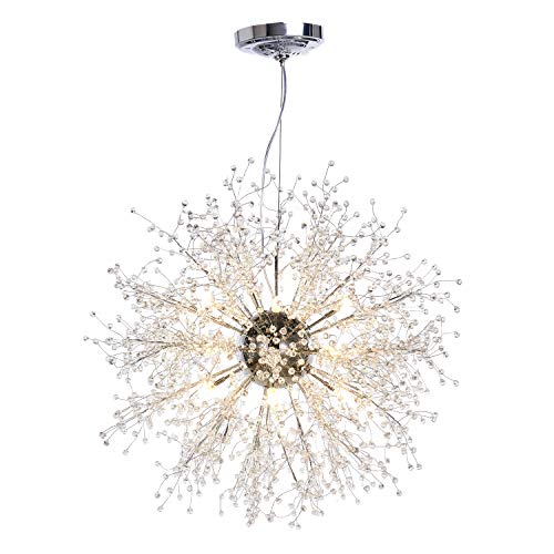 Best Deal 🛒 GDNS Chandeliers Firework LED Light Stainless Steel Crystal Pendant Lighting Ceiling Light Fixtures Chandeliers Lighting,Dia 27.5 Inch