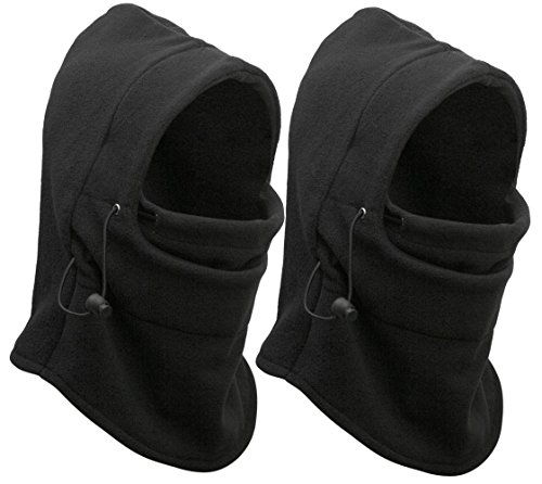 Eforstore 6 in 1 Thermal Fleece Balaclava Hat Hood Police Swat Ski Bike Wind Stopper Mask (2 Black)