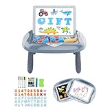 Gift for 1-2 Years Old Boy, Boy Toys with Magnetic Letters and Numbers, Portable Doodle Board Easel, Learning and Educational Toy for 1-2 Years Old Boys (Blue)