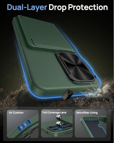 Image of for Samsung Galaxy S25 Case Wallet with Stand, Built-in Card Holder & Camera Cover, Military Grade Drop Protection Shockproof Rugged Protective Wallet Phone Case for Samsung S25 5G 2025, Green