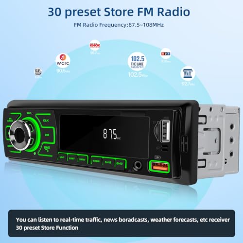 NHOPEEW 1 Din Autoradio mit Doppel Bluetooth - Radio Recevier Unterstützung FM EQ 7 Farbe Hintergrundbeleuchtung - U Disk/AUX in/TF-Karte Spielen / MP3 / WMA/WAV/FLAC