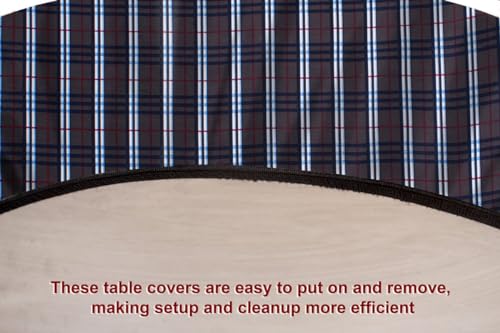 Image of The Furnishing Tree Elastic Oval Center Table Cover WxL 30x48 in Inches Polyester Checkered Pattern Grey