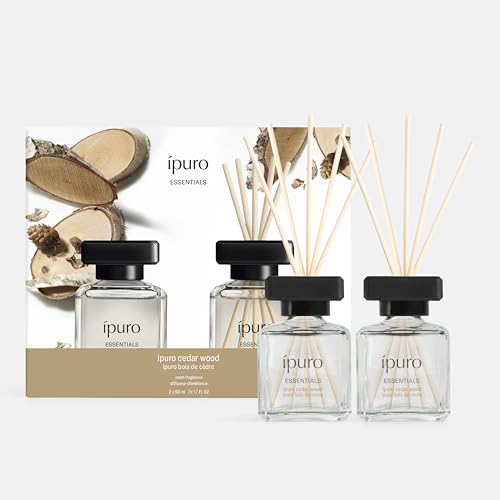 ipuro Essentials CEDAR WOOD Raumduft mit Stäbchen 2x50 ml - Raumerfrischer mit Orange Zitrone Rosmarin Ylang Ylang Sandelholz & Vanille Duft Aroma - Diffuser mit Stäbchen - Lufterfrischer