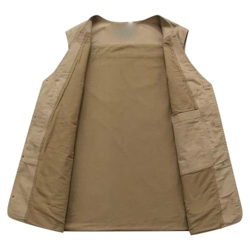 Chaleco de algodón para hombre multiusos con muchos bolsillos para pesca deportiva y camping 3