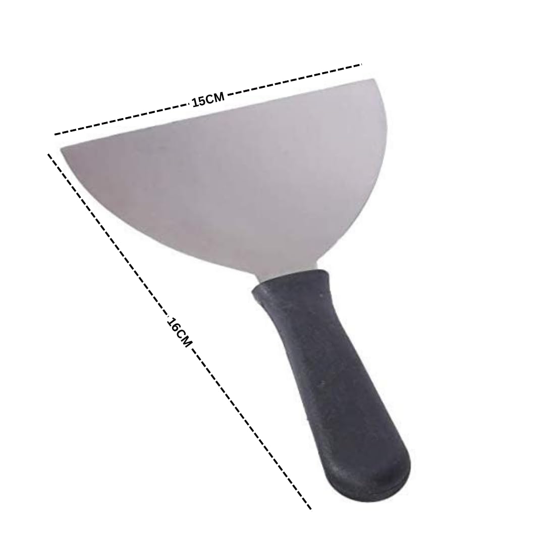 KMW High-Performance Scrapper with Black Plastic Handle -6", Steel, Extra Large | for Buffets, Catering & Events | Compact Build