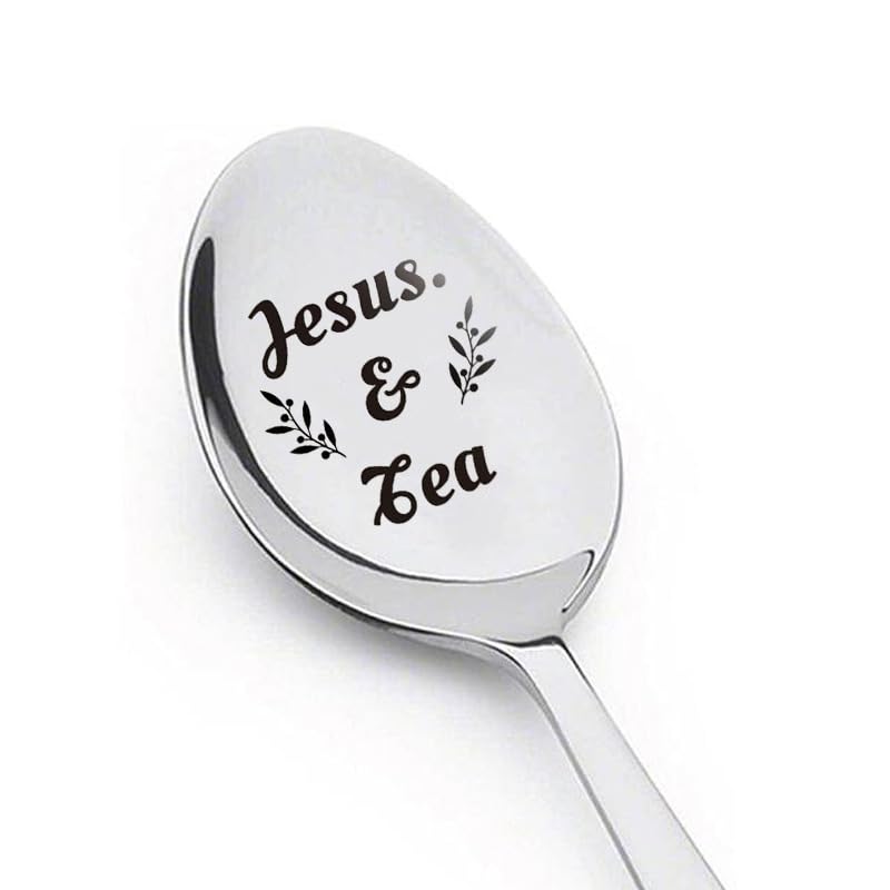 RFTWXHPN Jesus & Tea Spoons Gifts for Women Men, Christian Gift for Grandma Dad, Husband Aunt, Tea & Jesus Lovers