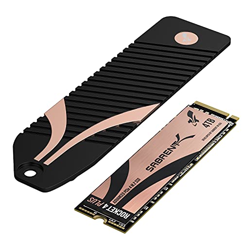 Sabrent M.2 NVMe SSD 4TB Gen 4 mit PS5 Kühlkörper, Internes Solid State 7100 MB/s Lesen, PCIe 4.0 intern Festplatte Für Gamer, kompatibel mit Playtation 5, PS5 konsoles (SB-RKT4P-PSHS-4TB)